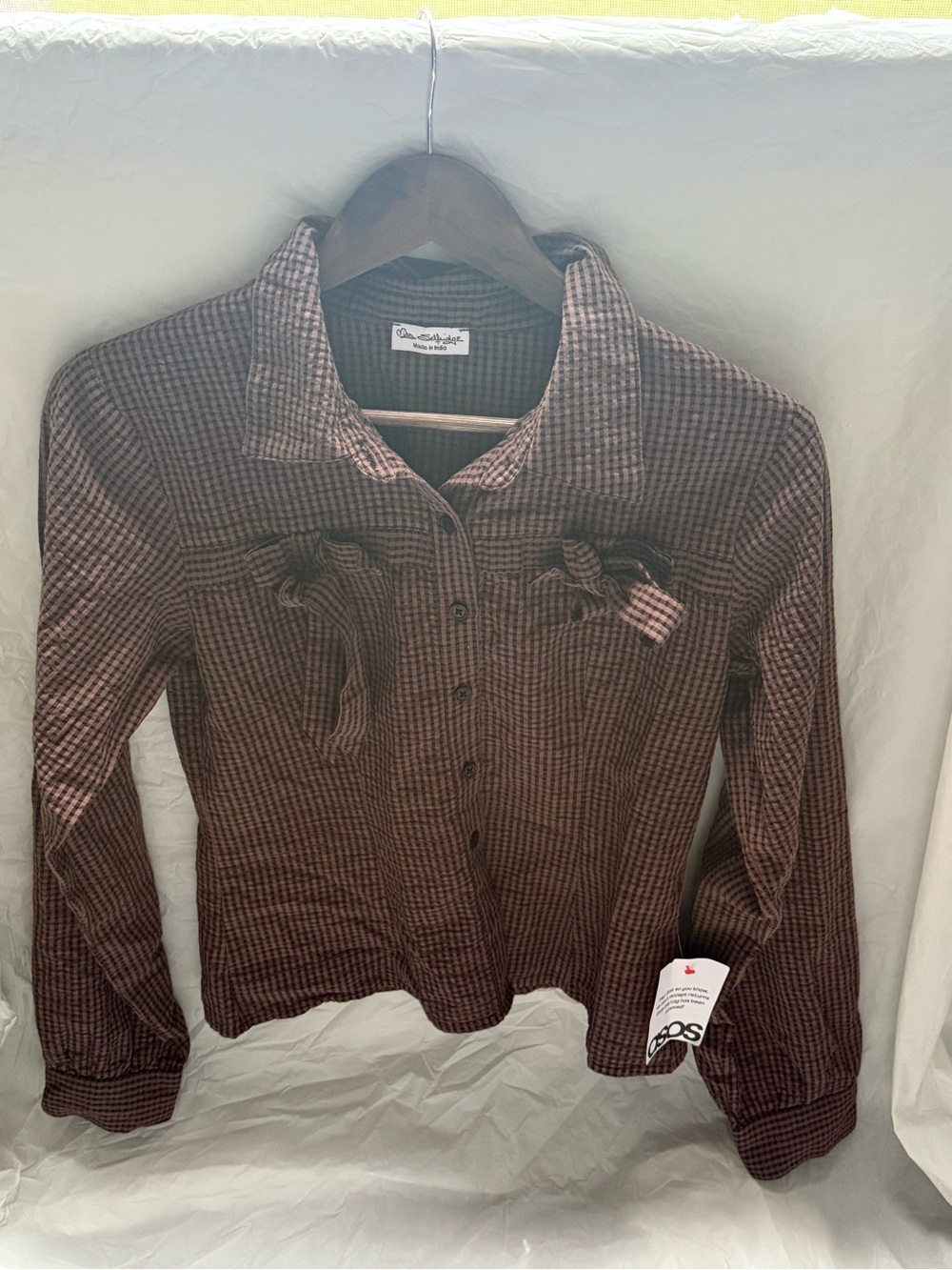 ASOS Brown Check Long-Sleeve Button-Down Shirt